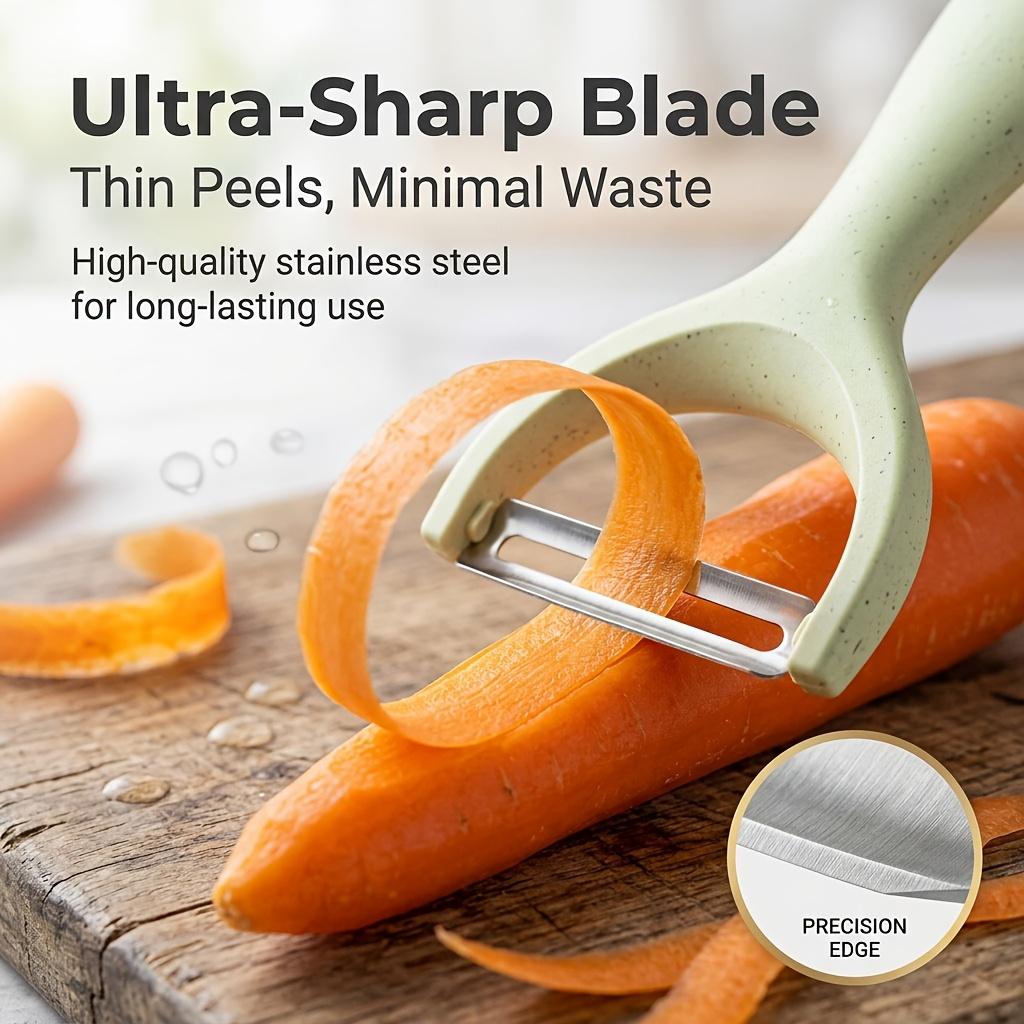 3Pcs Stainless Steel Ultra-Sharp Vegetable and Fruit Peeler with Ergonomic Handle for Thin Potato and Carrot Peeling