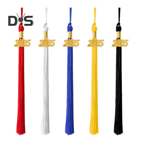 Кисточка для выпускного с подвеской в виде даты 2025 года, однотонная, длина 40 см, кисточка для шляпы для выпускного сезона бакалавриата