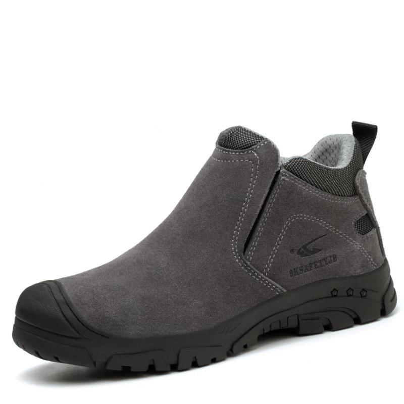 Мужская роскошная мода стальные подноски ботинки коровья замша кожа рабочая обувь на открытом воздухе безопасность работника ботинки челси безопасность щиколотки боты