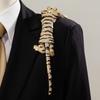 Rhinestone Shoulder Decor Brooch Elegant Shoulder Flash Large Tiger Brooch  Suit Accessories