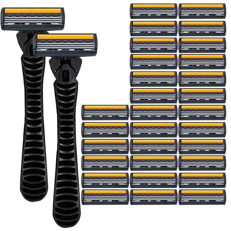 Прочное 3-слойное лезвие для безопасной бритвы из нержавеющей стали для легкого ручного удаления волос