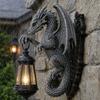 Настенный светильник Yousheng Solar Dragon, Винтажная смоляная уличная скульптура-светильник в виде дракона, Водонепроницаемый готический садовый фонарь для забора, двора, Декор на Хэллоуин