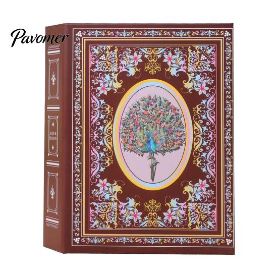 Picture Album Photo Album, Laminated Sleeve Page Refillable Mini Holder, Vintage Ethnic Style Memory Book for Travel Postcards & Photos, Portable