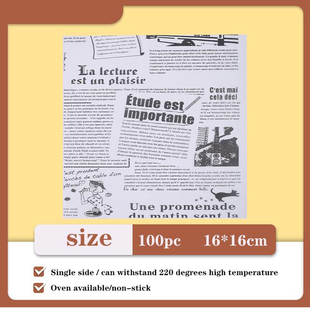 100 шт., упаковочная бумага для пищевых продуктов, английский узор, сэндвич, бургер, картофель фри, жареный олатовый коврик, вощеная бумага, промасленная бумага