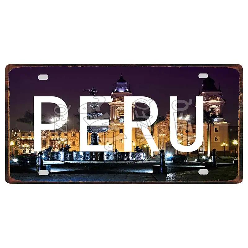 Lima Cusco Vintage Travel Metal Signs Licence Plate Poster Decorative For Club Wall Art Home Decor 30X15CM DC-1033A