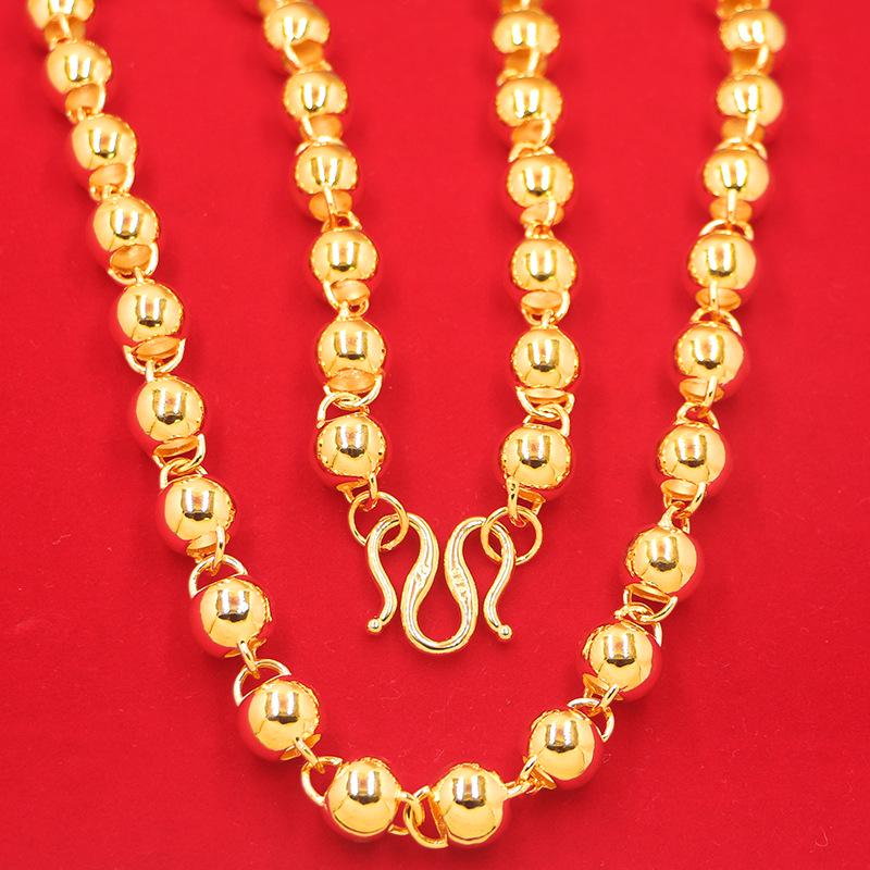 Vietnam Sand Gold Electroplated Copper Men's Buddhist Bead Necklace