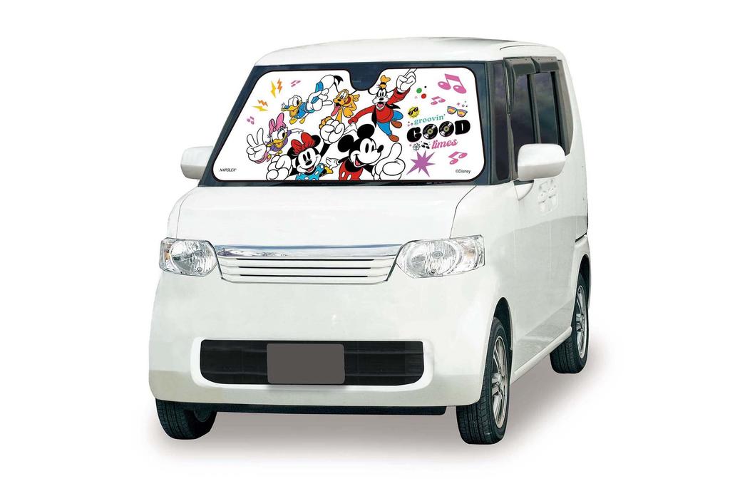 Napolex Car Sunshade for Front No Suction Cups Compatible with Light Disney Mickey and Friends Use, Required, 1300x550mm, Vehicles, Design, WD-416