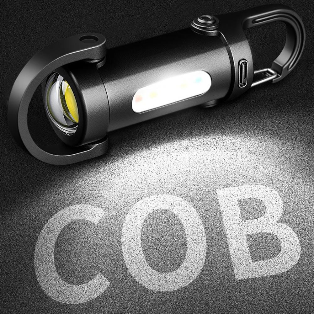 Portable LED Keychain Light Rechargeable Waterproof Mini Flashlight Ultra Bright Camping Pocket Lamp Multi-Function Work Light