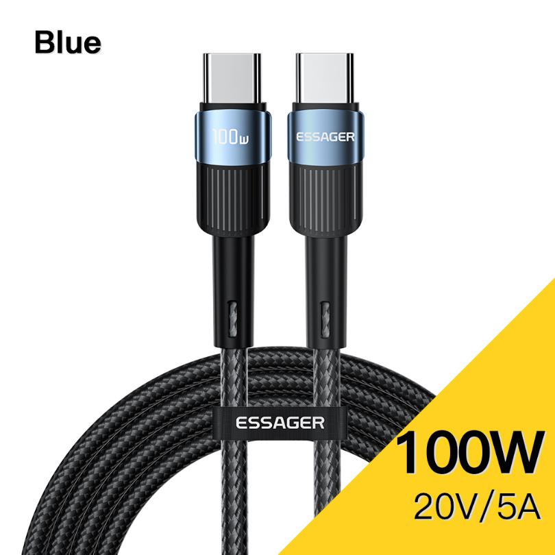 Essager Кабель USB Type C к USB C, 100 Вт, USB-C PD, провод для быстрой зарядки, зарядное устройство для Macbook, Samsung, Xiaomi, кабель USB C Type-C