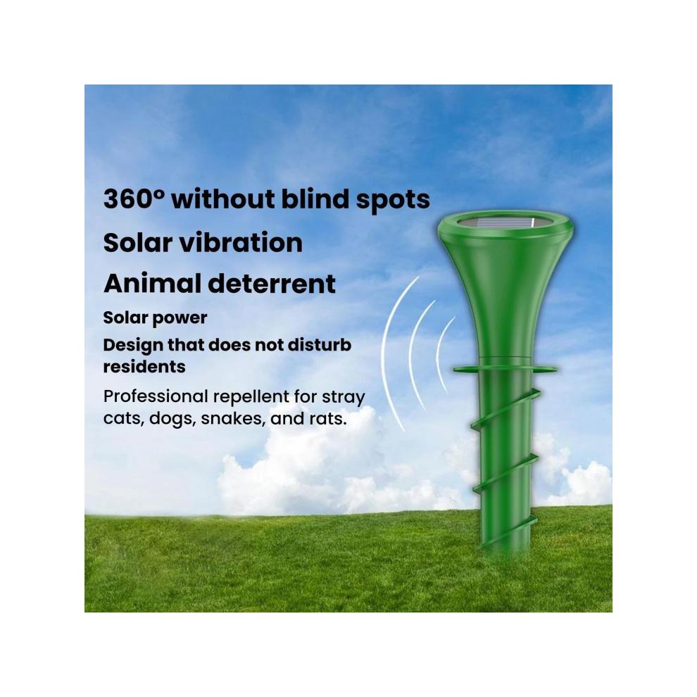 Solar Ground Stake Animal Repeller with Colour Ambient Light, Vibration and Infrared Detection for Garden Use, Rat Deterrent Device