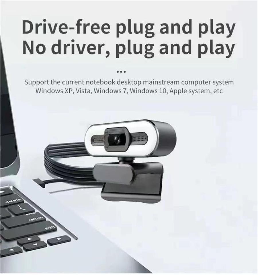 2K Webcam With Mic & Fill Light For Laptop/Pc/Youtube