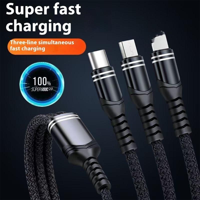 Кабель USB - USB C 3 в 1 66 Вт Кабель для зарядки USB C - тройной USB C Быстрая зарядка для телефона, ноутбука, для офиса и путешествий
