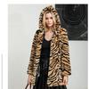 Winter Super Thick Hooded Tiger Pattern Coat, Hairy Medium and Long Women's Imitation Fur Jacket, Light Luxury Flocking