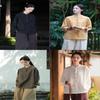 Spring Linen Cotton Womens Shirt With Colorblock Buttons For Vintage Style Casual Wear
