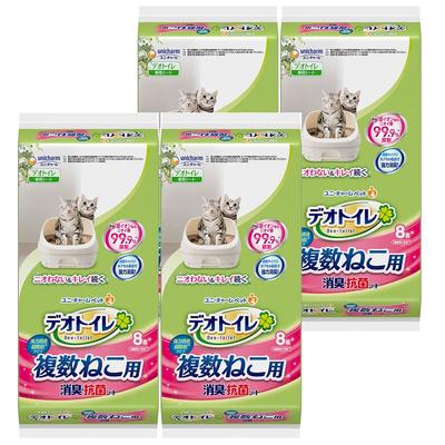 Простыни Deo Toilet на 1 неделю для нескольких кошек, 8 простыней x 4 шт., дезодорирующие/антибактериальные