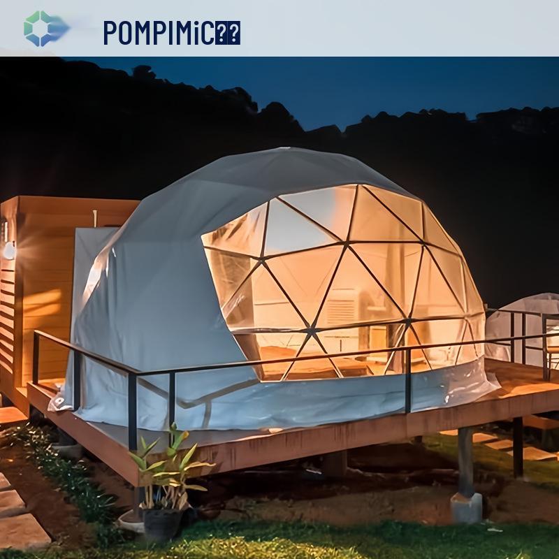 Теплая горная геодезическая палатка для наблюдения за звездами в живописной горной местности