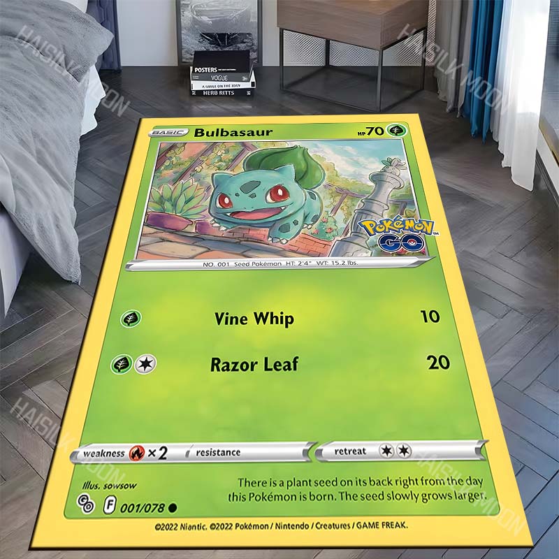 Japanese Classic P-Pokemon Bulbasaur Cards Pattern Carpet for LivingRoom Bedroom Sofa Mat Area Rug Home Decor Play Mat Potdemiel