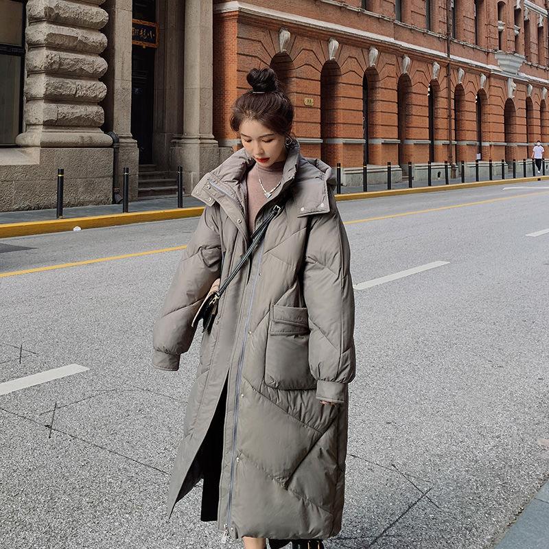 Осень-зима, пуховая женская зимняя стеганая куртка средней длины, толще, чем до колена, стеганое пальто