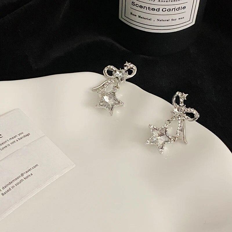Новые модные серьги с микро-инкрустацией из циркона и бантом и звездой для женских ювелирных изделий