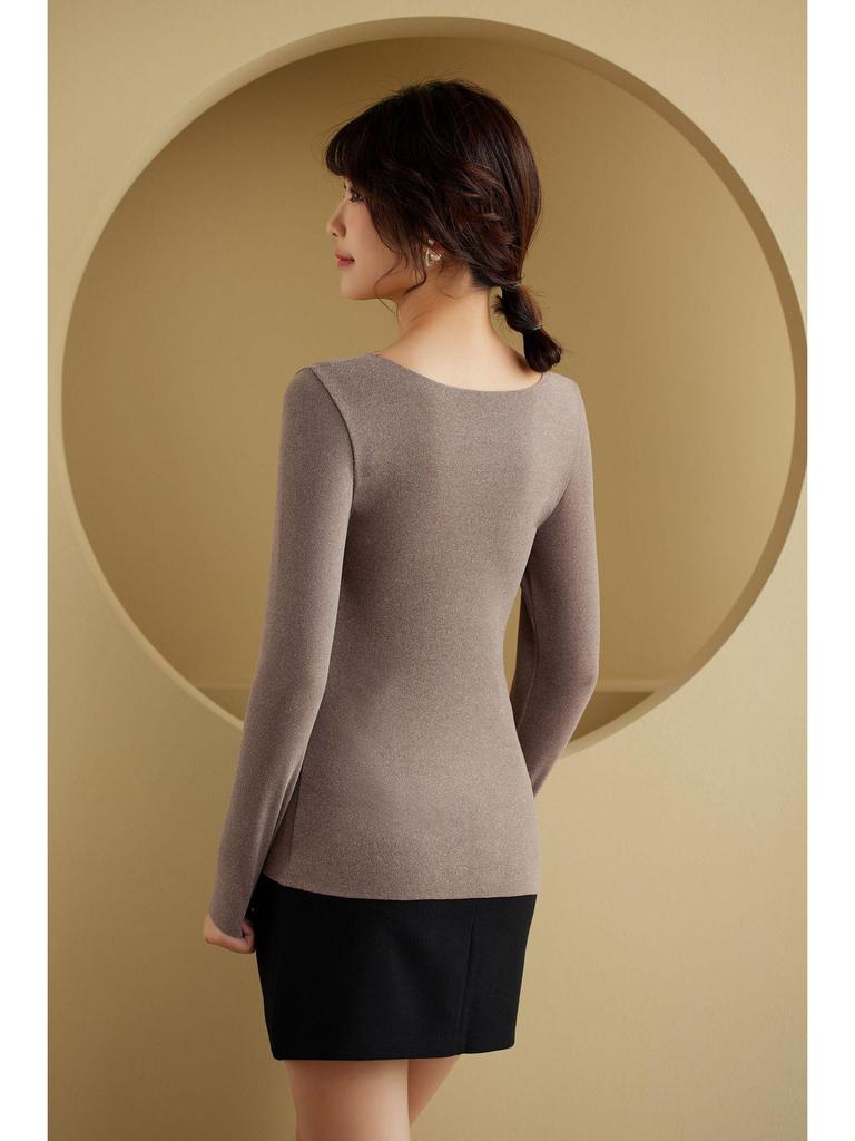 Женский бесшовный согревающий жилет из немецкого бархата с длинными рукавами и мягкими чашками