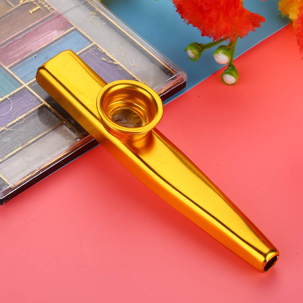 Kazoo Instrument for Music Lovers Aluminum Kazoo Kazoo Humming Whistle Instrument That Can Be Played Solo Band Party Accompaniment Whistle (Gold)