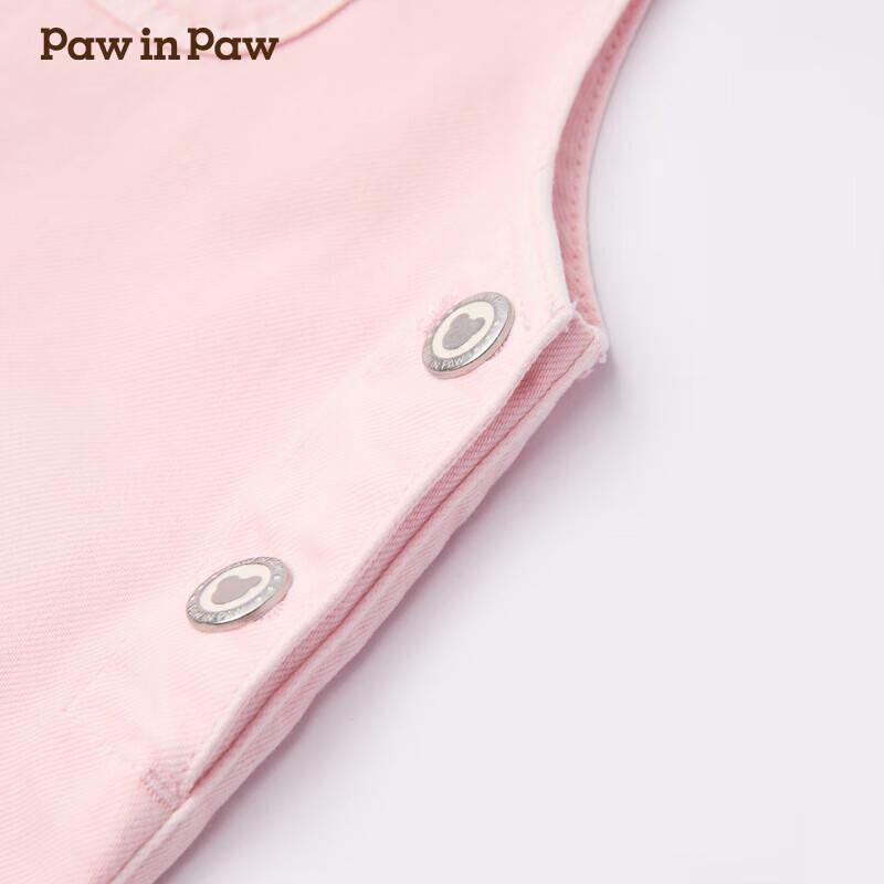 PawinPaw Girls' Cartoon Bear Denim Pinafore Dress