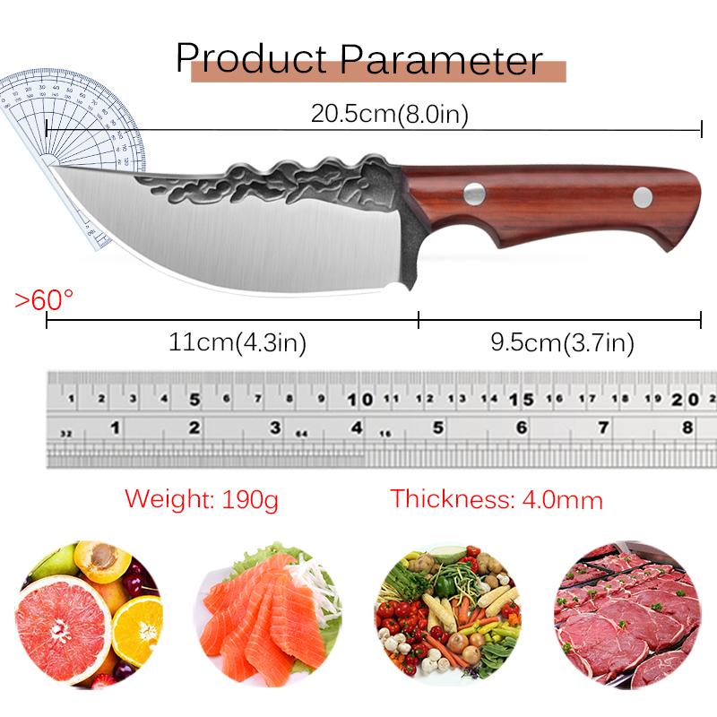 Острый кухонный нож для обвалки, портативный многоцелевой нож, усиленная ручка, прочный кухонный нож из нержавеющей стали