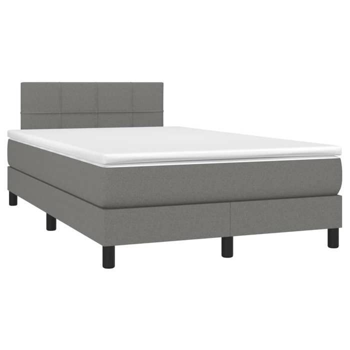 Maison Exclusive - Sommier à lattes de lit avec matelas gris foncé 120x190cm tissu