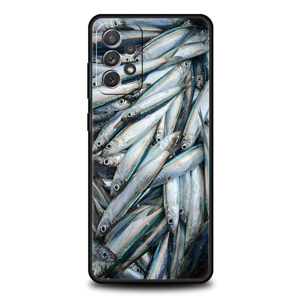 Чехол для телефона Samsung A15 A13 A35 A55 A51 A71 A41 A31 A21S A03S A05 A17 A23 A25 A33 A53 A73 5G A07 4G Обложка Консервированные сардины
