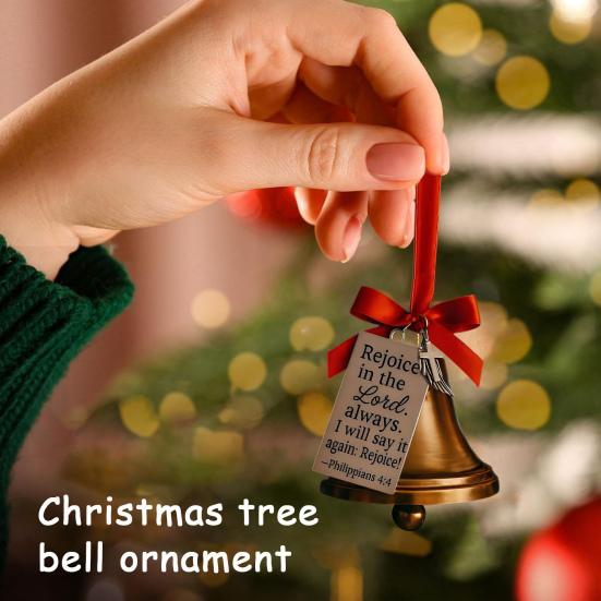 Bible Verses Christmas Bell Ornament Gold Metal Bell Christmas Tree Hanging Decoration for Christian Holiday Home Decor