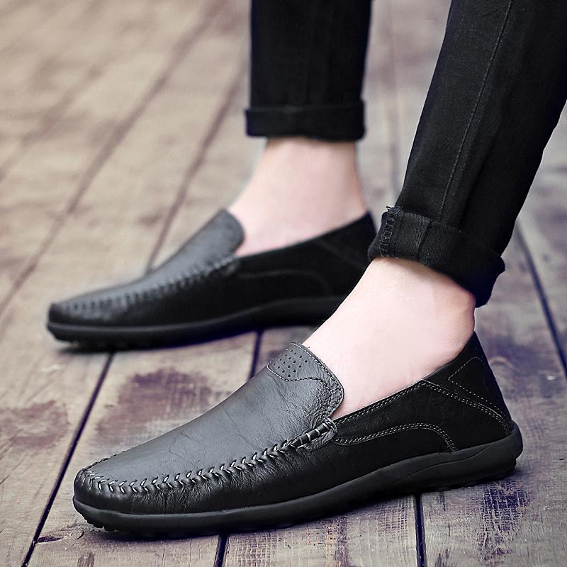 Fashion Men's High Quality Leather Loafers Men's Casual Shoes Flat Casual Sports Men's Shoes Non-slip Lightweight Lazy Shoes Plus Size47