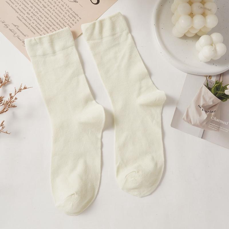Универсальные однотонные носки средней длины, японские повседневные дышащие ворсовые носки, удобные