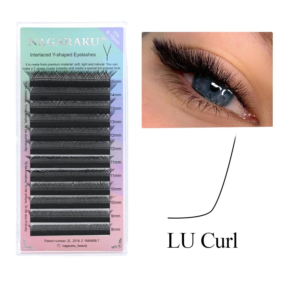 NAGARAKU L M LU Curl Y Shape Eyelash Extension Black Dark Brown Premium Soft Mink Natural False Lashes Makeup Mesh 4D YY Lashes