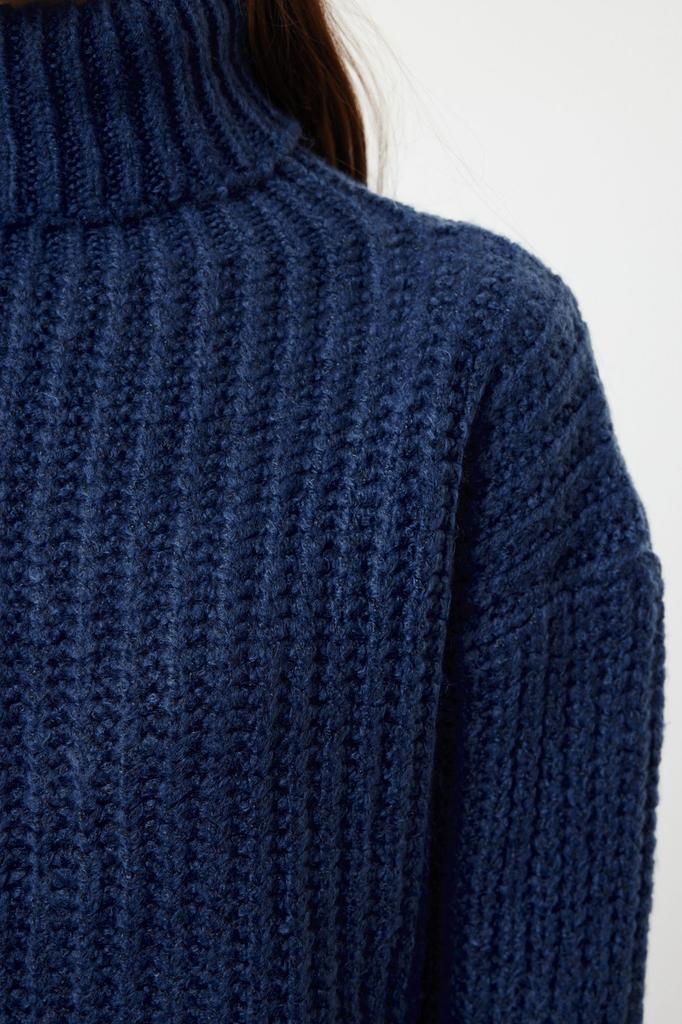 Women's Fashionable Stylish Sweater Black Wide Fit Soft Textured Basic Knitwear Sweater