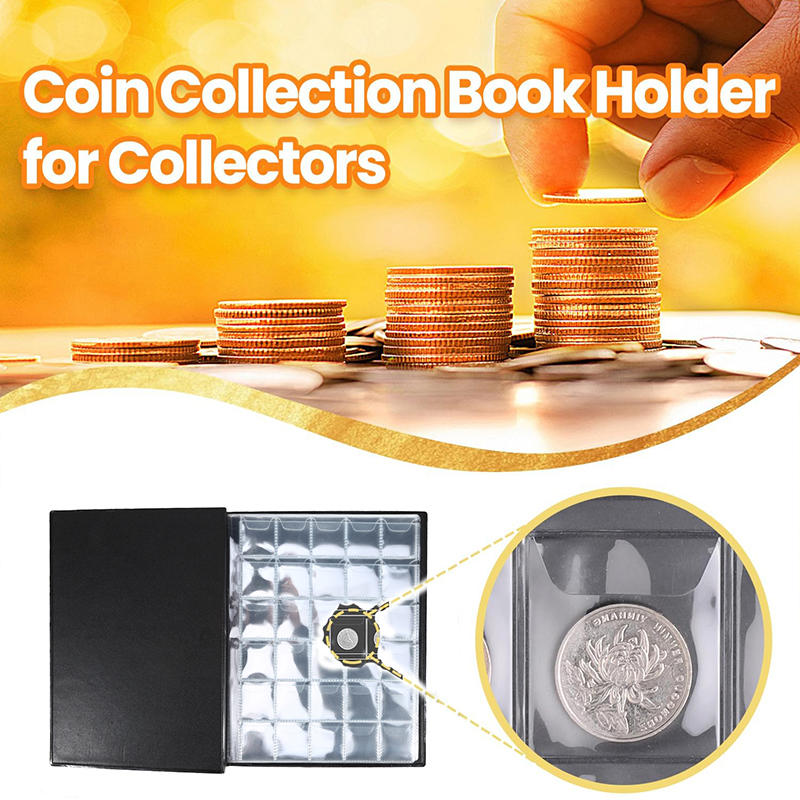 Heavy Duty 480 Pockets Vintage Coin Collection Supplies Holder Book Portable Dollar Penny Coin Storage Box Case Album for Collectors Coin Collection
