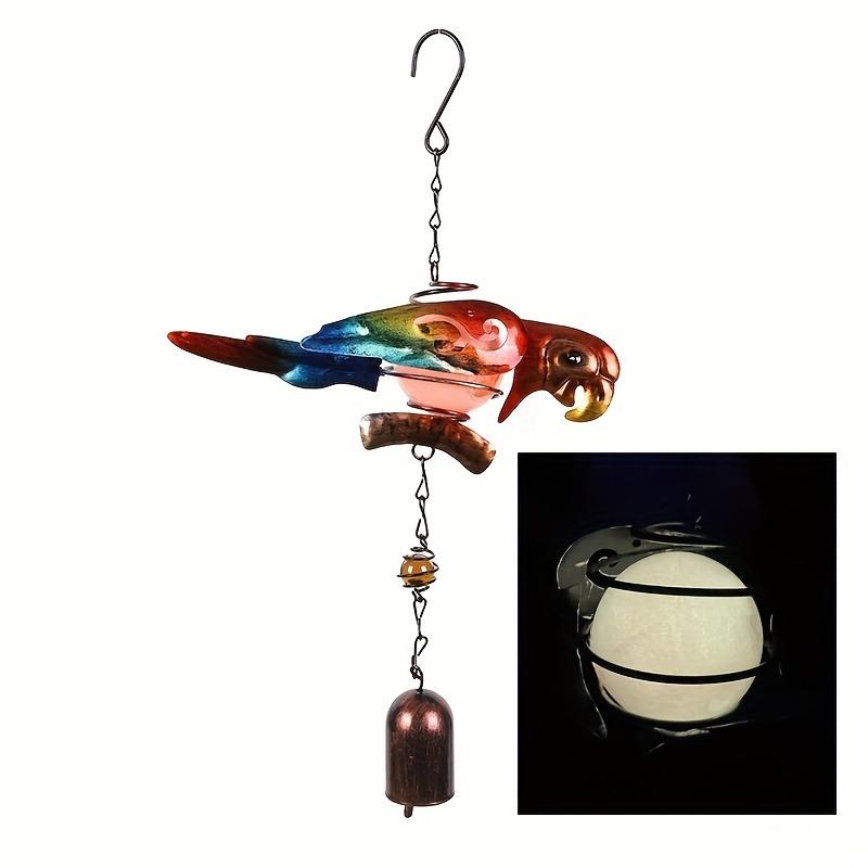 1pc Luminous Metal Wind Chime Pendant Hanging Creative Peacock Frog Parrot Wind Chime Home Garden Decoration Yard Pendant