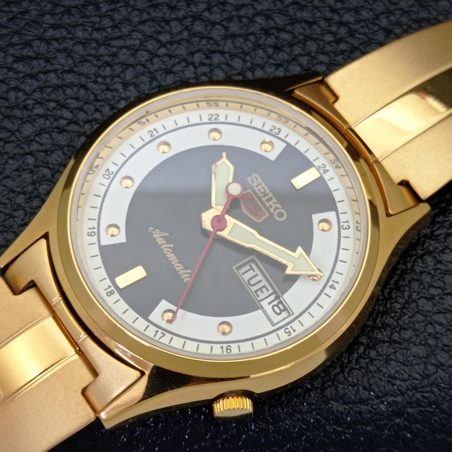 ВОССТАНОВЛЕННЫЕ SEIKO 5 АВТОМАТИЧЕСКИЕ ЯПОНСКИЕ 6309A НАРУЧНЫЕ ЧАСЫ С ЧЕРНЫМ ЦИФЕРБЛАТОМ a426403-2