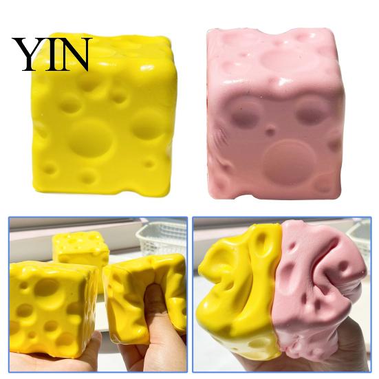 Cheese Shape Stress Toy Fake Squeeze Toy, Anxiety Relief Cube Sensory Ball Slow Rising Pinch Home Office Relaxation Tool Hand Exercise