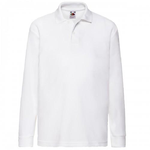 Fruit Of The Loom Childrens Long Sleeve 65/35 Pique Polo / Childrens Polo Shirts