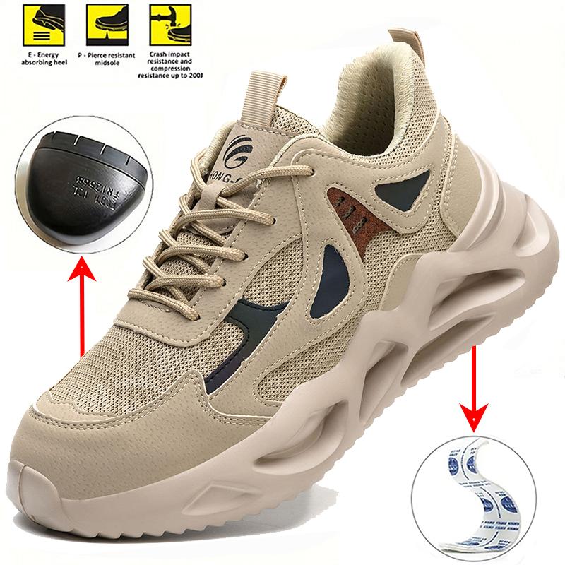 Breathable Work Sneakers Steel Toe Shoes Men Safety Shoes Puncture-Proof Work Shoes Fashion Indestructible Footwear Security