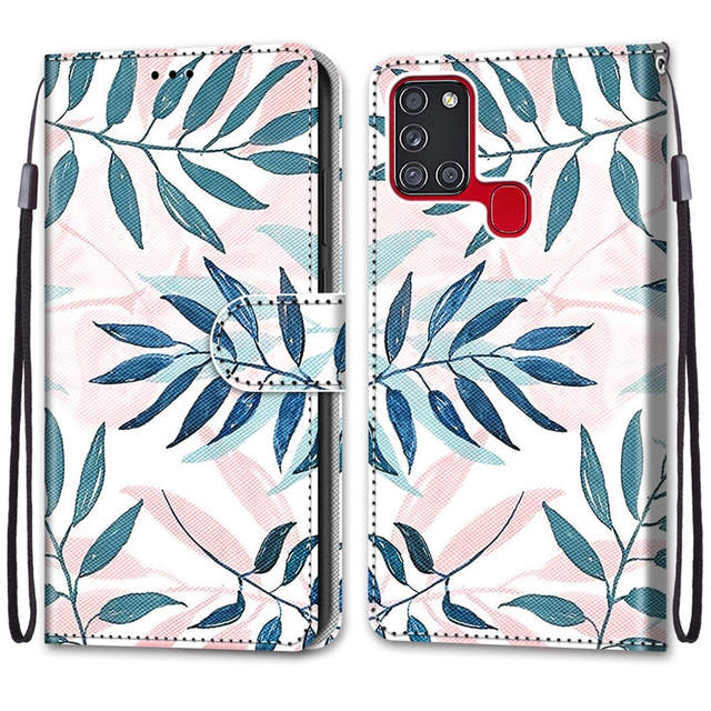 Кожаный чехол-кошелек с магнитом A21 S для Samsung Galaxy A21s A 21s, флип-чехол Etui, чехол для телефона с милым котом и собакой, женский чехол Carcasa