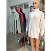 Autumn Winter Turtleneck Women Knitted Sweater New Fashion Long Sleeve Plus Size Split Pullover Sweaters Loose Casual Tops Solid Color Clothing 1681