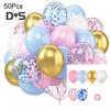 50 Pcs Latex Balloons Set Metallic Confetti Balloons Easy To Assemble Party Balloons with Ribbon for Kids Birthday Baby Shower Weddings Supplies