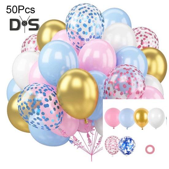 Набор из 50 латексных шаров, металлические шары-конфетти, легко собираемые праздничные шары с лентой для детей, дня рождения, детского праздника, свадьбы, принадлежности