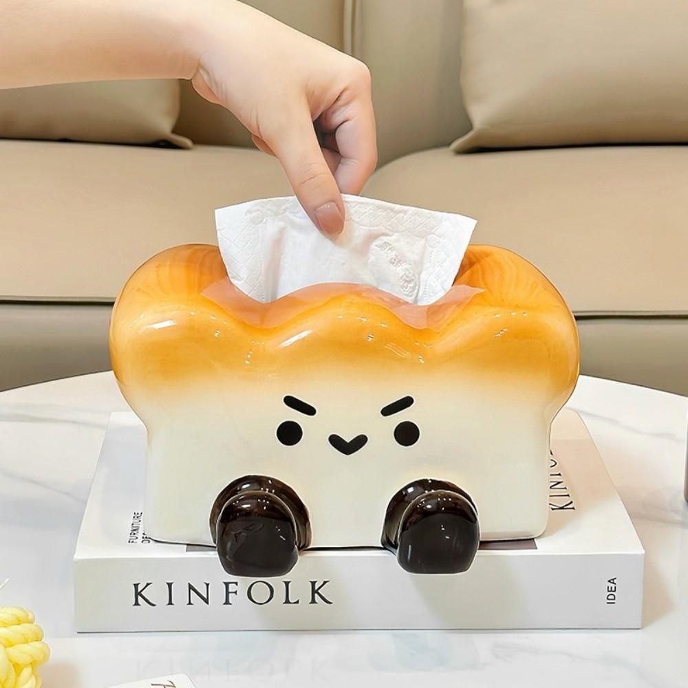 Reusable Toast Ceramic Tissue Box Large Capacity Paper Storage Box Living Room
