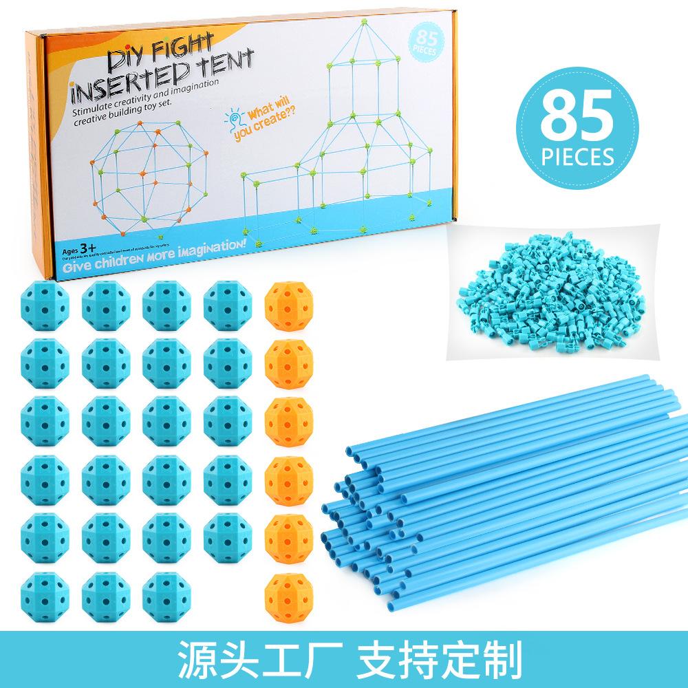 Children Diy Bead Tent 85Pcs Mosaic Building Block Game House Indoor Outdoor Tent Toys