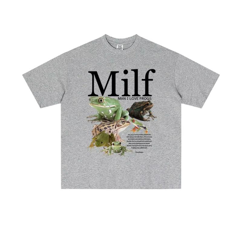 MILF Unisex I Love Frogs Funny Frog Amphibian Lovers Meme T Shirt Unisex Women Casual Cotton Vintage Short Sleeve Oversized Tshirts