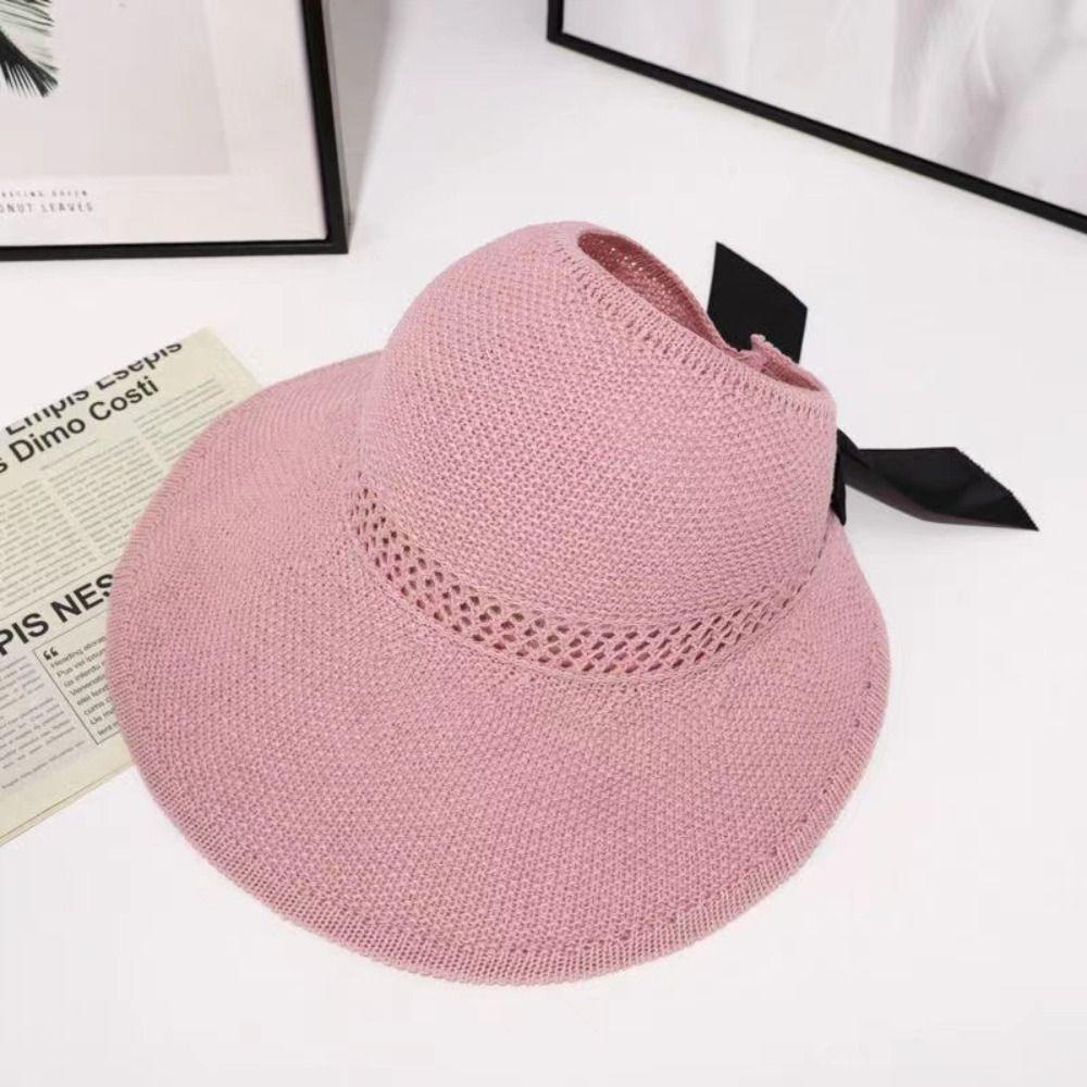 UV Protection Wide Brim Hat Ponytail Scallop Cap New Crochet Hat  Women