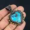 Handmade Wire Wrapped Turquoise Heart Pendant Oxidized Copper Jewelry Heart-Shaped Gemstone Pendant for Women