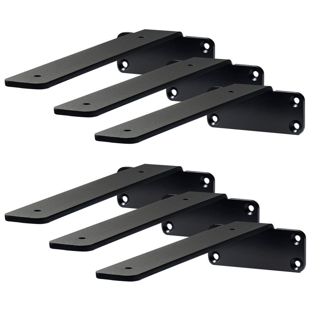 Shelf Bracket, 8”L x 4”W x 1.6”H 6 Pcs, Heavy Duty Floating Shelf Brackets, Brackets for Shelves, 5mm Thick Matte Black L Shelf Bracket,Steel Shelving